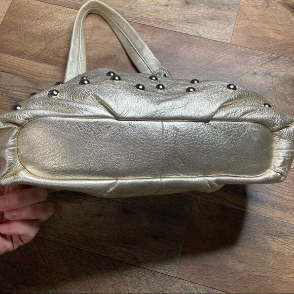 B. Makowsky Beaded Light Gold Tone Satchel EUC - Picture 4 of 11